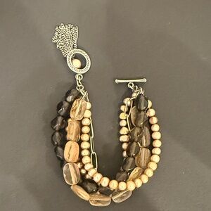 Retired Silpada, five strand Smokey quartz and copper pearl bracelet.